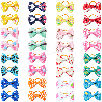 32Pcs 16 Colors Bowknot Polyester Hair Ties for Women Girls PHAR-CN0001-01-1