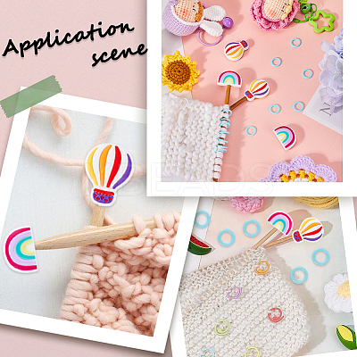 4Pcs 2 Styles Hot Air Balloon & Rainbow Silicone Beads Knitting Needle Protectors/Knitting Needle Stoppers DIY-SC0023-90-1