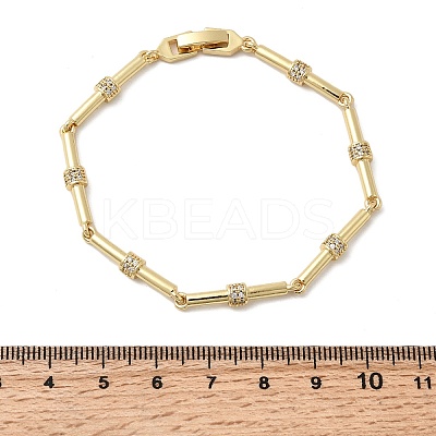 Bamboo Brass Micro Pave Clear Cubic Zirconia Link Chain Bracelets BJEW-C130-05G-1