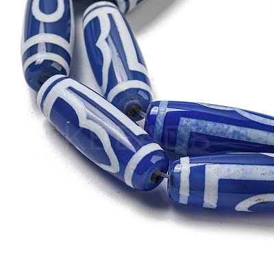 Blue Tibetan Style dZi Beads Strands TDZI-NH0001-B13-01-1