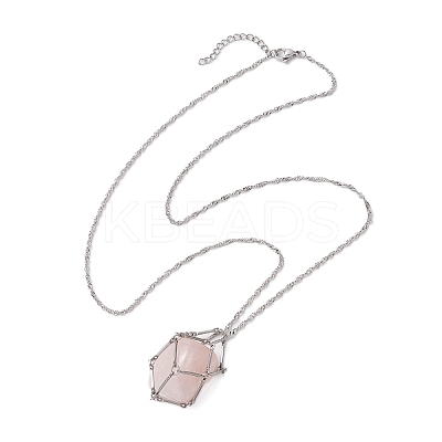 3Pcs 3 Sizes 304 Stainless Steel Singapore Chain Macrame Pouch Pendant Necklace Making SA-CJ982C-P-1