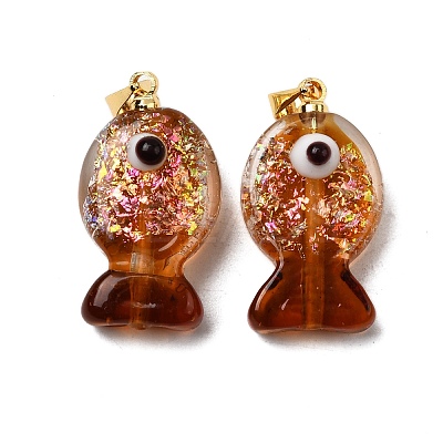 Handmade Dichroic Foil Lampwork Pendants X2-DICH-G001-01G-02-1