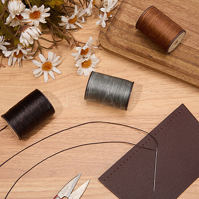 3 Roll 3 Colors Flat Waxed Polyester Thread String YC-CL0001-01B-1