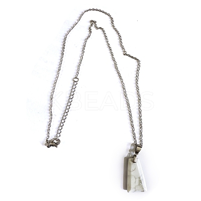 Natural Howlite Trapezoid Pendant Necklaces PW-WG52881-12-1