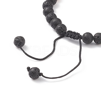 Natural Imperial Jasper(Dyed) & Lava Rock Braided Bead Bracelet BJEW-TA00188-03-1
