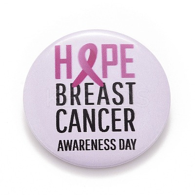 Breast Cancer Awareness Month Tinplate Brooch Pin LS-JEWB-G016-01P-08-1