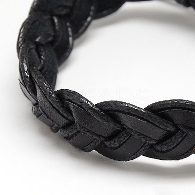 Trendy Unisex Casual Style Braided Waxed Cord and Leather Bracelets BJEW-L297-06-1