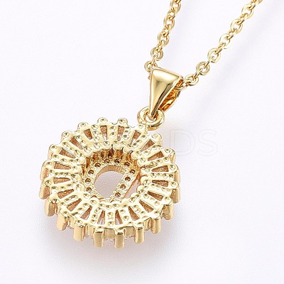 Brass Micro Pave Cubic Zirconia Initial Pendant Necklaces NJEW-H486-30G-D-1