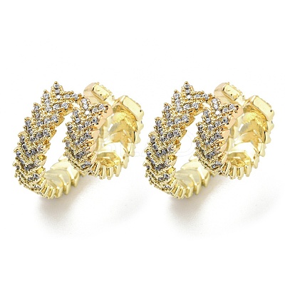 Brass Micro Pave Cubic Zirconia Cuff Earrings EJEW-I300-09G-1