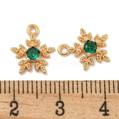 Flower Brass Micro Pave Cubic Zirconia Pendants KK-N254-102G-02-1