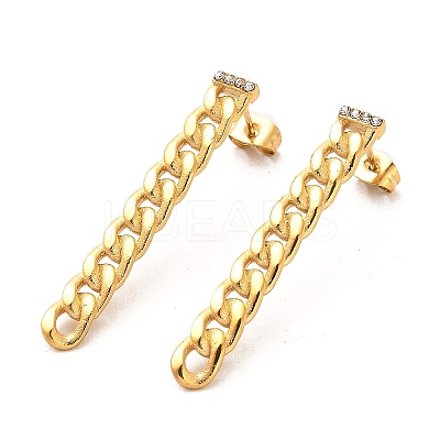Ion Plating(IP) 304 Stainless Steel Curb Chains Shape Stud Earrings EJEW-D101-01G-1