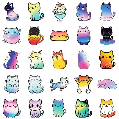 50Pcs Cartoon Cat Paper Sticker LS-STIC-C012-02-1