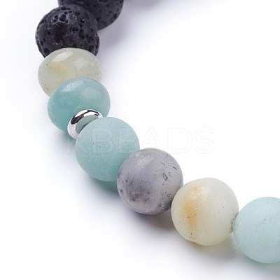 Natural Flower Amazonite Stretch Bracelets BJEW-JB03422-02-1