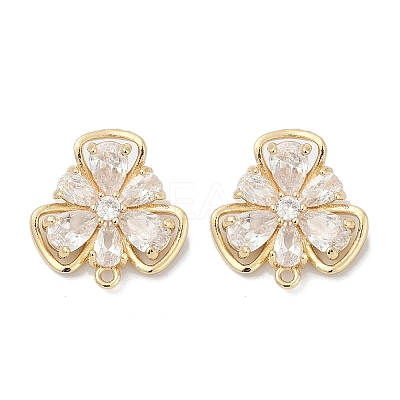 Brass Micro Pave Cubic Zirconia Stud Earring Findings KK-Z094-09G-1