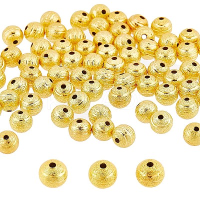 100Pcs Brass Textured Beads KK-SC0003-40-1