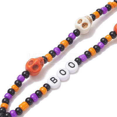 Halloween Glass Beaded Mobile Straps HJEW-TA00010-1