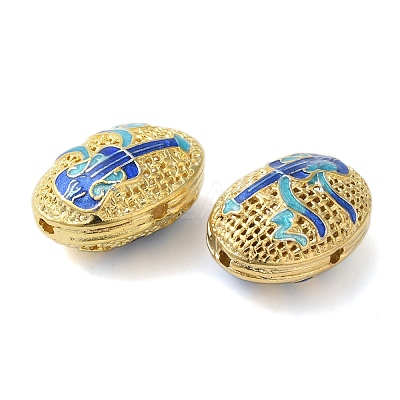 Rack Plating Brass Enamel Beads KK-P276-26C-04G-1