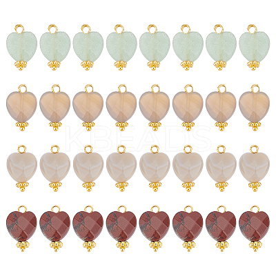32Pcs 4 Style Mixed Gemstone Charms G-UN0001-14-1
