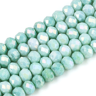 Anti-Tarnish Electroplate Rondelle Glass Beads Strands LS-EGLA-T021-4mm-17-07-1