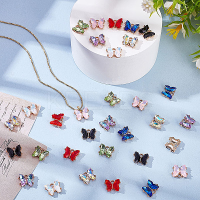 32Pcs 8 Colors Alloy Glass Charms FIND-ME0001-95-1