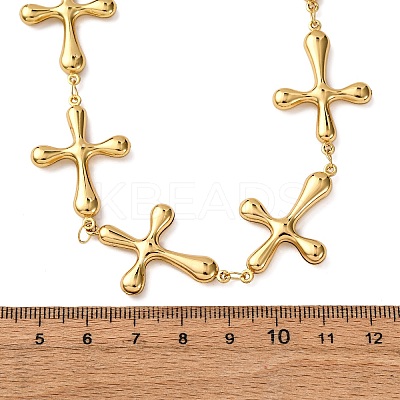 304 Stainless Steel Cross Link Chain Necklaces for Women NJEW-G178-03G-02-1
