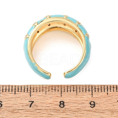 Brass Micro Pave Cubic Zirconia Cuff Open Rings CU-CBAB3AD-12G-02-1