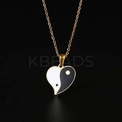 304 Stainless Steel Enamel Yin Yang Pendant Necklaces for Women LS-VV9279-2-1