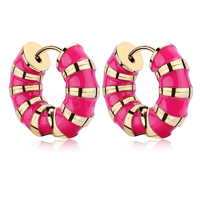 Enamel Striped Thick Hoop Earrings JE1110E-1