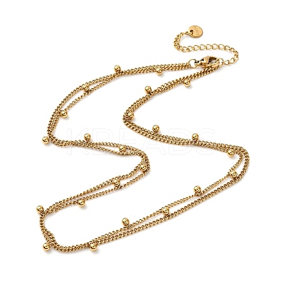 304 Stainless Steel Satellite Chain Double Layered Necklaces for Women NJEW-K296-03G-1