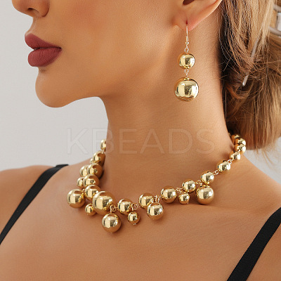 Alloy & Plastic Round Beads Link Chain Necklaces for Women WG2709A-01-1