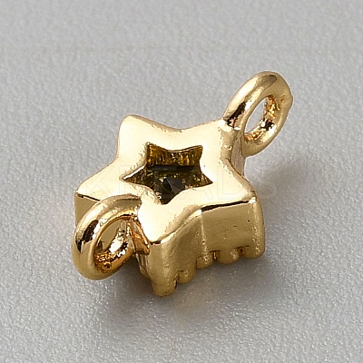 Light Gold Plated Brass Pave Cubic Zirconia Connector Charms KK-CJC0001-43KCG-04-1