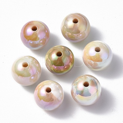 UV Plating Rainbow Iridescent Acrylic Beads PACR-E001-03A-1