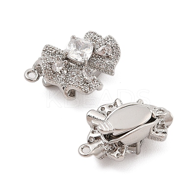 Brass Micro Pave Clear Cubic Zirconia Box Clasps KK-C075-17P-1