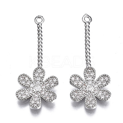 Brass Micro Pave Clear Cubic Zirconia Pendants ZIRC-S069-004P-1
