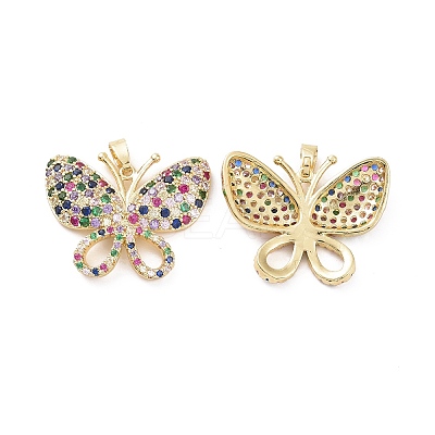 Brass Micro Pave Colorful Cubic Zirconia Pendants KK-E068-VC409-1