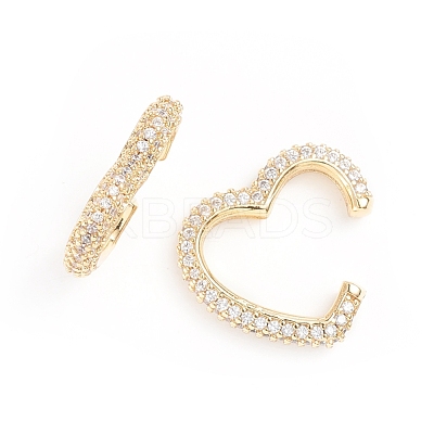 Brass Micro Pave Clear Cubic Zirconia Cuff Earrings EJEW-G274-05G-1
