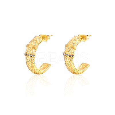 304 Stainless Steel Rhinestone Arch Stud Earrings GH0398-1-1