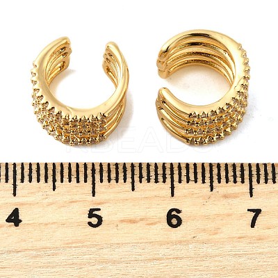 Brass Micro Pave Clear Cubic Zirconia Cuff Earrings EJEW-K309-03G-1