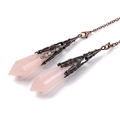Natural Rose Quartz Pointed Dowsing Pendulum Big Pendants G-H285-06R-A22-1