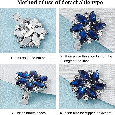 2Pcs Detachable Glass Rhinestone Shoe Decoration DIY-FG0003-29-1