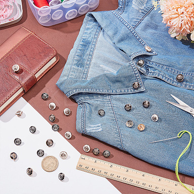 30Pcs 3 Colors 1-Hole Alloy Buttons BUTT-AR0001-25-1