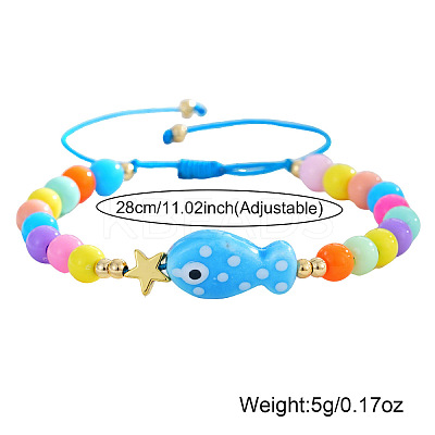 Ocean Style Fish Porcelain Bead Braided Bracelets YA5775-1
