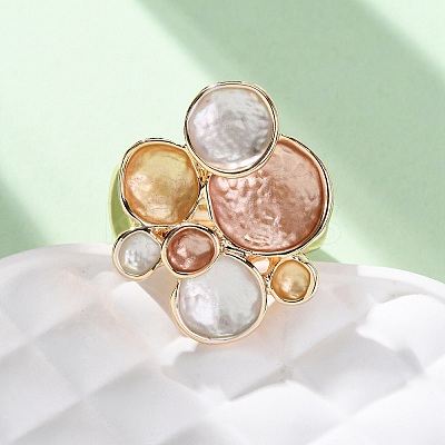 Zinc Alloy & Enamel Stretch Finger Rings for Women RJEW-M101-01A-G-1