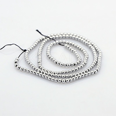 Round Non-magnetic Synthetic Hematite Beads Strands G-P061-65-1