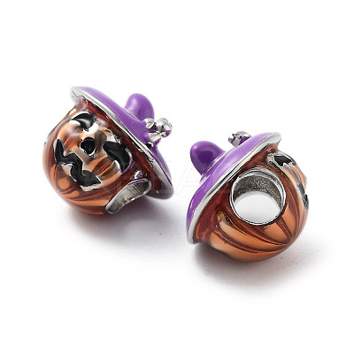 Halloween Rack Plating Brass Enamel European Beads KK-M280-01P-1
