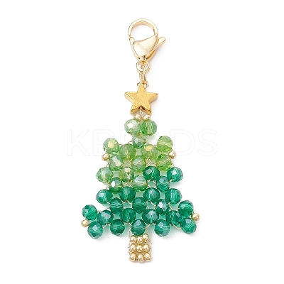 Handmade Glass Seed Beaded Christmas Tree Pendant Decoration HJEW-MZ00298-1