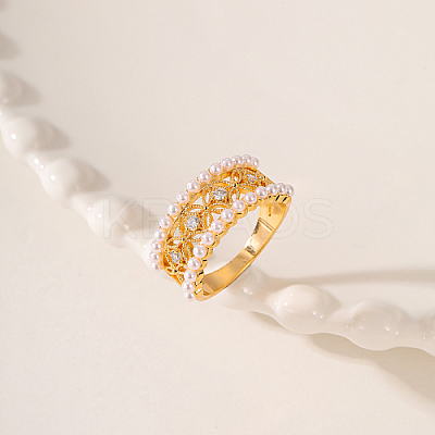 Brass Micro Pave Cubic Zirconia Finger Ring AH5761-1-1