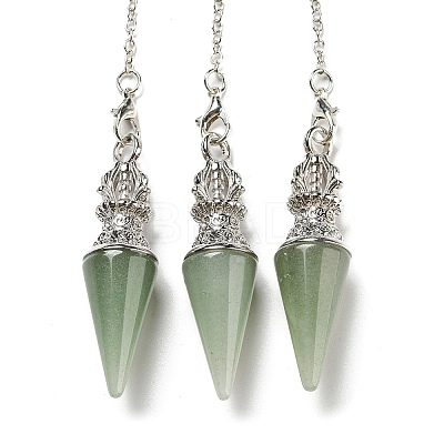 Natural Green Aventurine Pointed Dowsing Pendulums AJEW-P113-01P-05-1