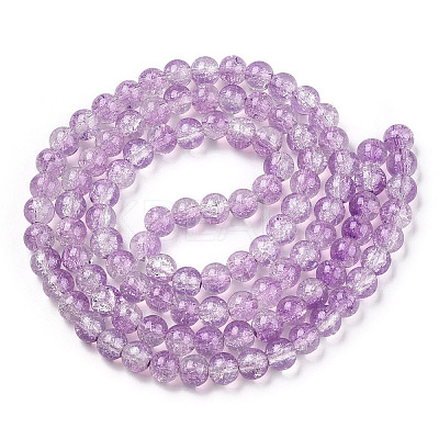 Transparent Crackle Baking Paint Glass Beads Strands DGLA-T003-01B-10-1