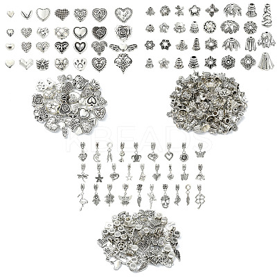 64Pcs 30 Styles Tibetan Style Alloy European Dangle Charms FIND-YW0006-73-1